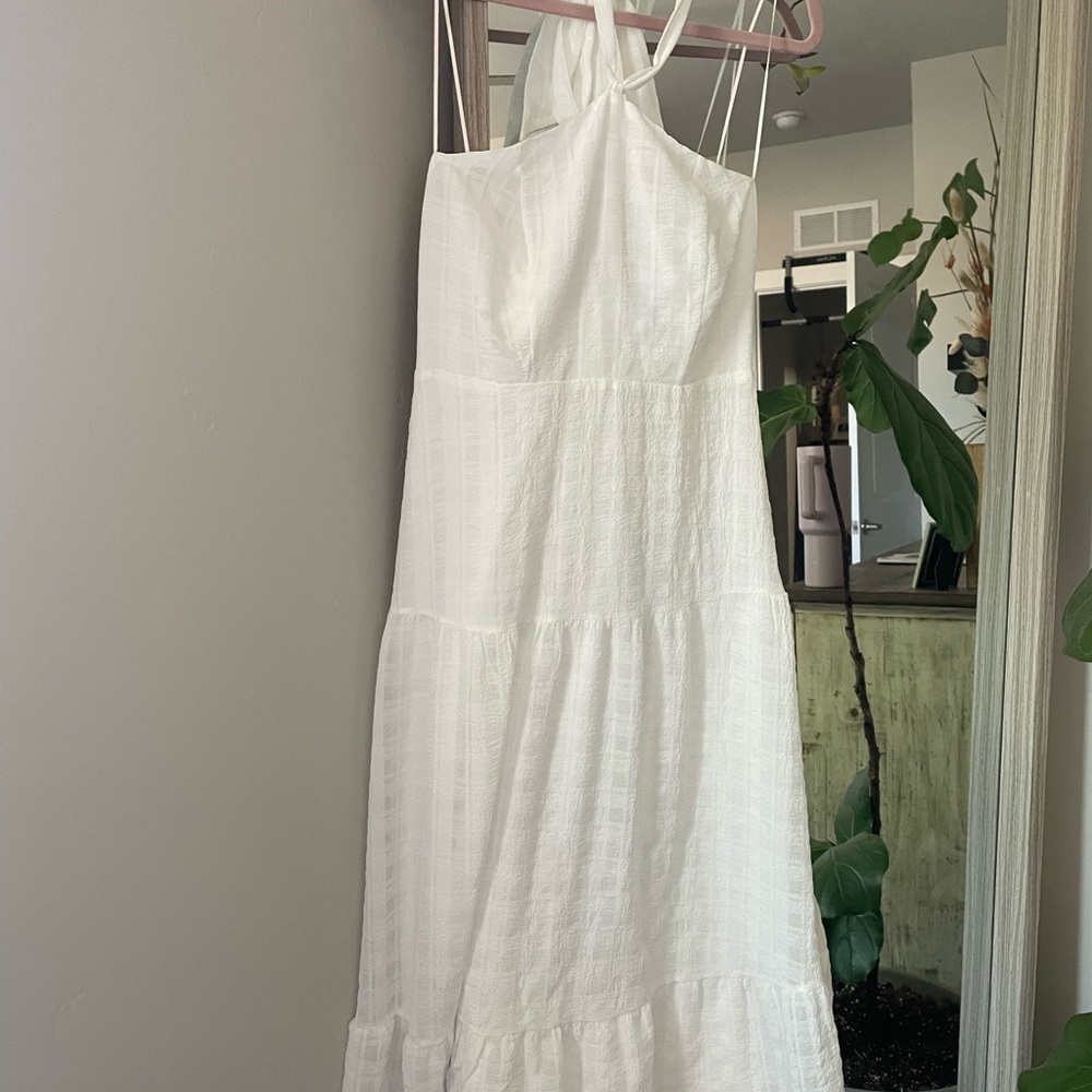 Sam Edelman White Ruffled Tiered Halter Sundress